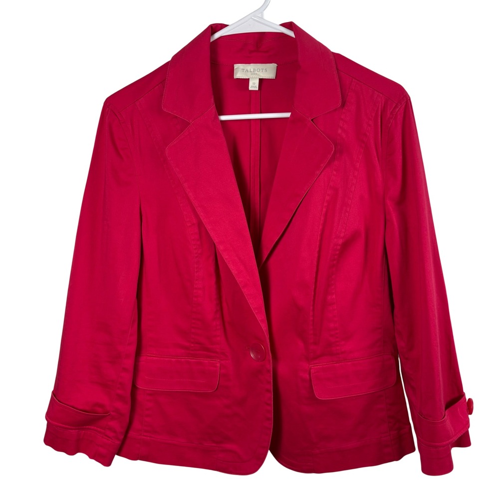 Talbots Blazer 12 Fuchsia Cotton Stretch Colorful Bright Career Office Jacket